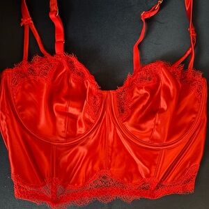 Victoria's Secret Fiery Red Satin Lace Bralette